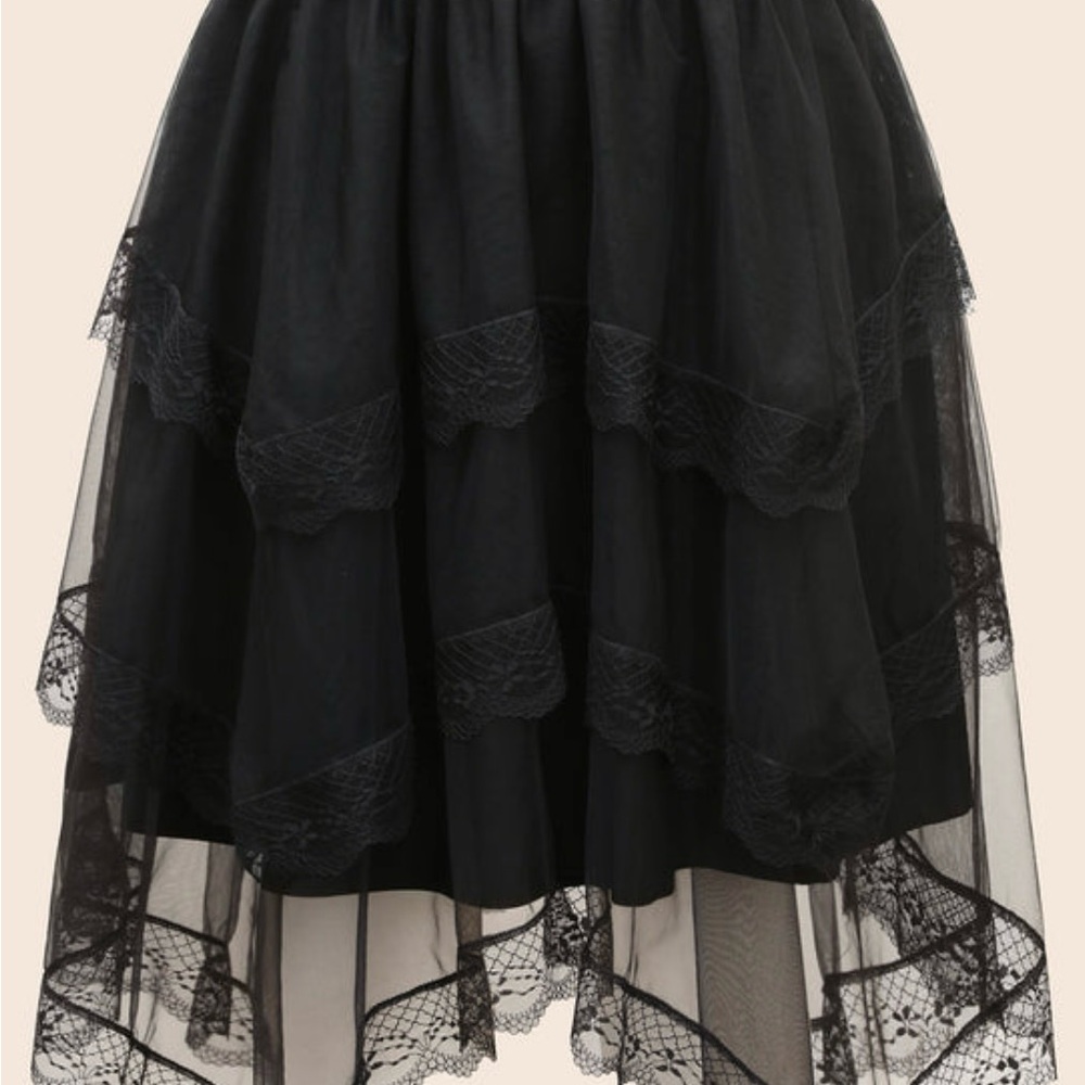 Elegant Black Lace Layered Skirt